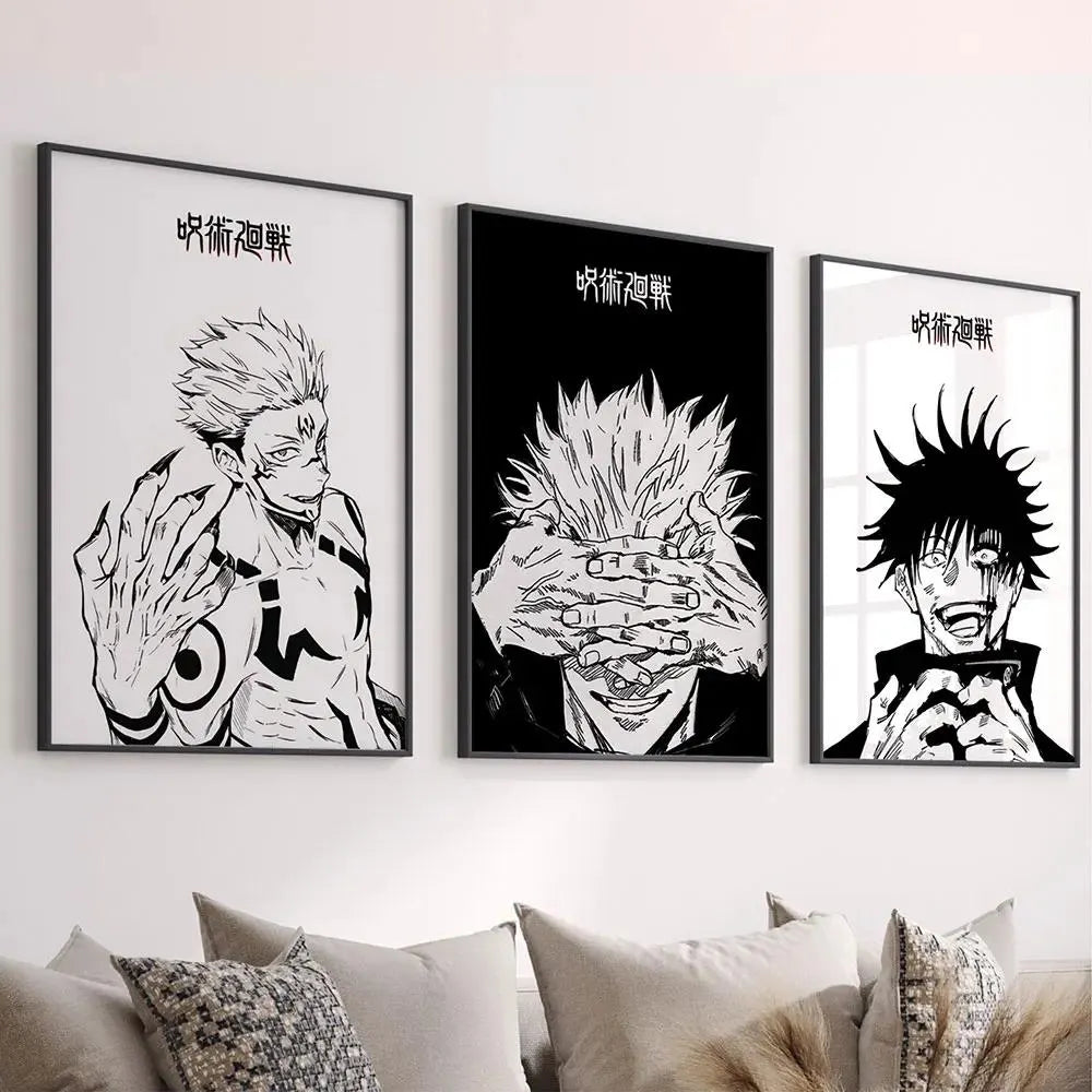 Japanese Abstract Jujutsu Kaisen Posters Anime Wall Art Kinji Hakari Pictures Satoru Gojo Manga Canvas Painting