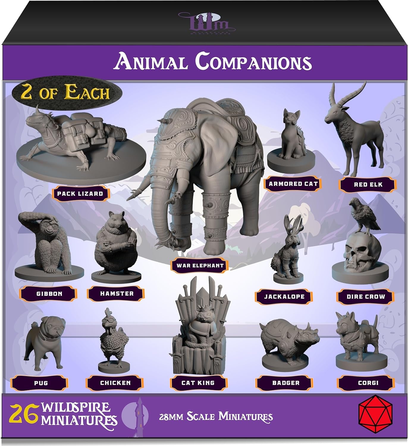 26 Animal Minis for DND Miniatures 28Mm Unpainted Dungeons and Dragons Miniatures I for D&D Miniatures & DND Minis Fantasy RPG | for DND Figures & Tabletop Miniatures | Campaign Setting