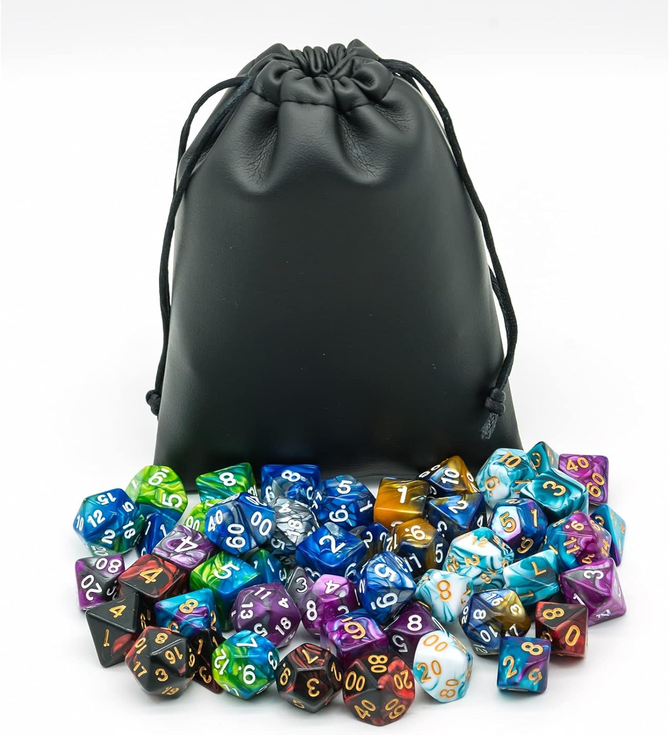 7 Sets DND Dice Polyhedral Dice Set (49Pcs) with 1 Large Leather Bag, D&D Die Set for Dungeons and Dragons, RPG Table Games. (7Sets/49Pcs)
