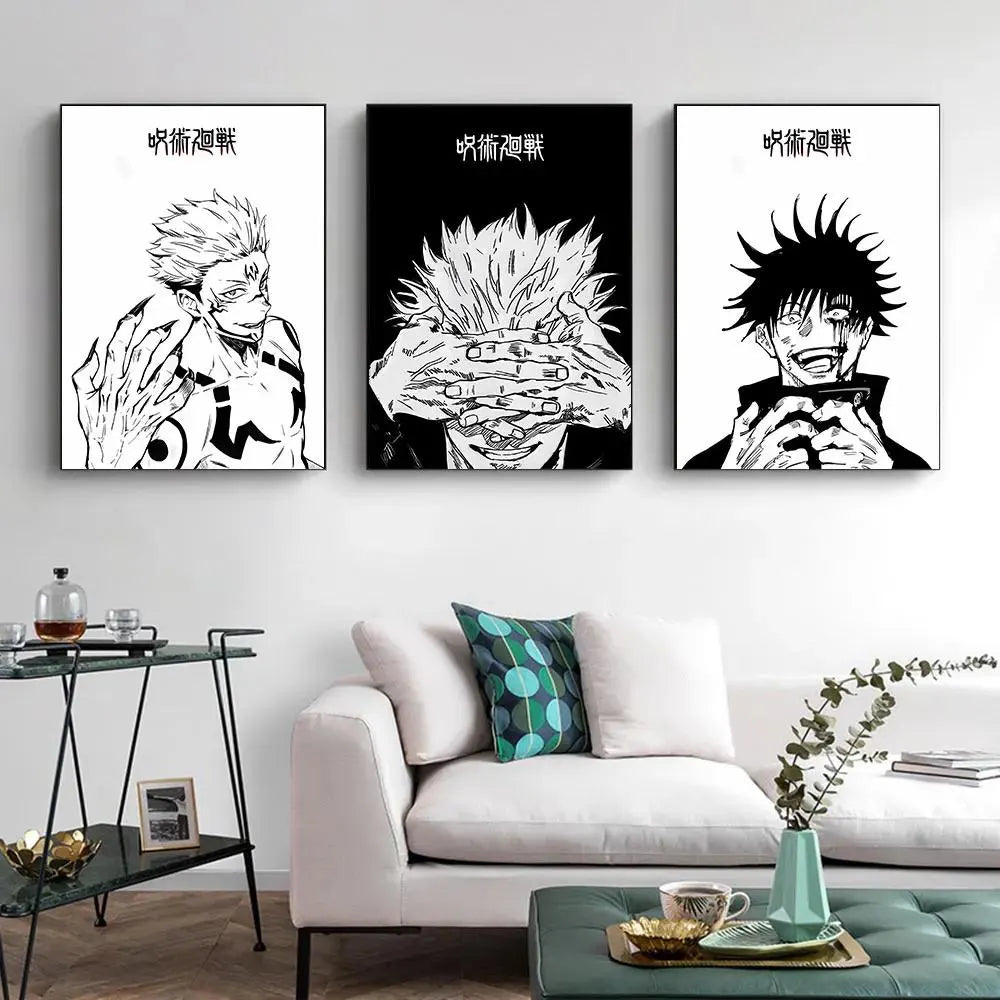 Japanese Abstract Jujutsu Kaisen Posters Anime Wall Art Kinji Hakari Pictures Satoru Gojo Manga Canvas Painting