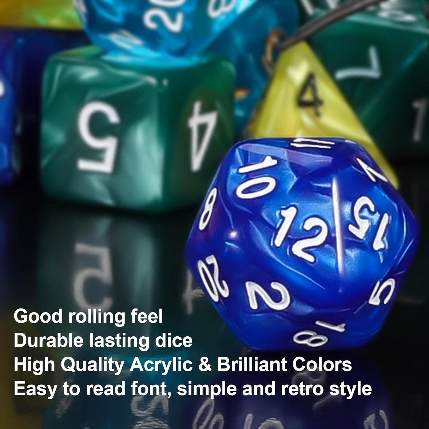 DND Dice Set 15 X 7 Polyhedral Dice (105Pcs) with 1 Large Flannel Bag, D&D Dice (D4 D6 D8 D10 D% D12 D20) for Dungeons and Dragons RPG MTG Table Games