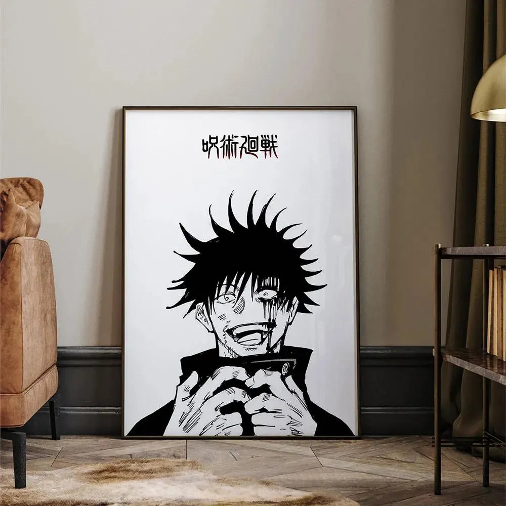 Japanese Abstract Jujutsu Kaisen Posters Anime Wall Art Kinji Hakari Pictures Satoru Gojo Manga Canvas Painting