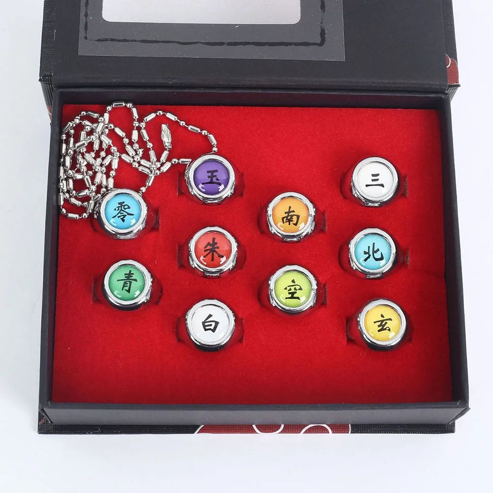 Naruto Alloy Ring Creative Akatsuki Collection Ring Set Naruto Cosplay Prop Unisex Popular Gifts for Anime Fans