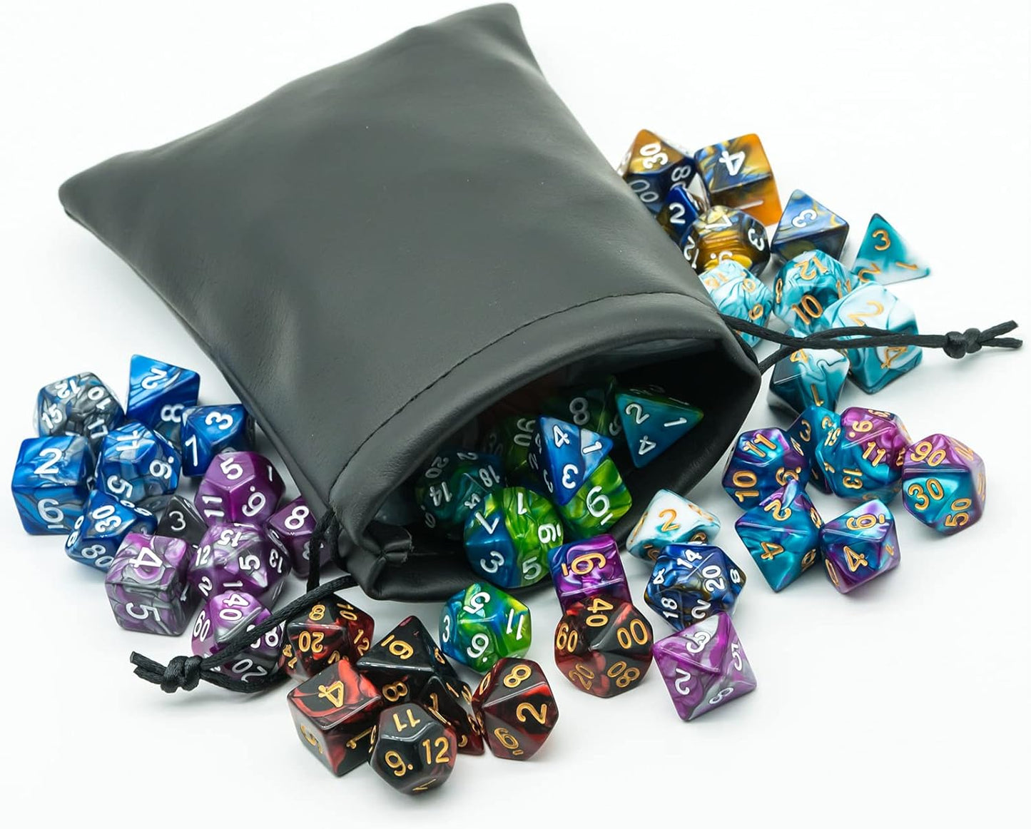 7 Sets DND Dice Polyhedral Dice Set (49Pcs) with 1 Large Leather Bag, D&D Die Set for Dungeons and Dragons, RPG Table Games. (7Sets/49Pcs)