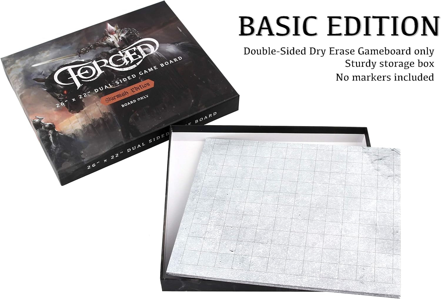 Dry Erase Battle Board with Grid and Hex Map Pattern - Gameboard Only Edition - Compatible with D&D RPG Games for Use as a Game Mat, DND Mat, Battle Mat, or Dungeons and Dragons Board