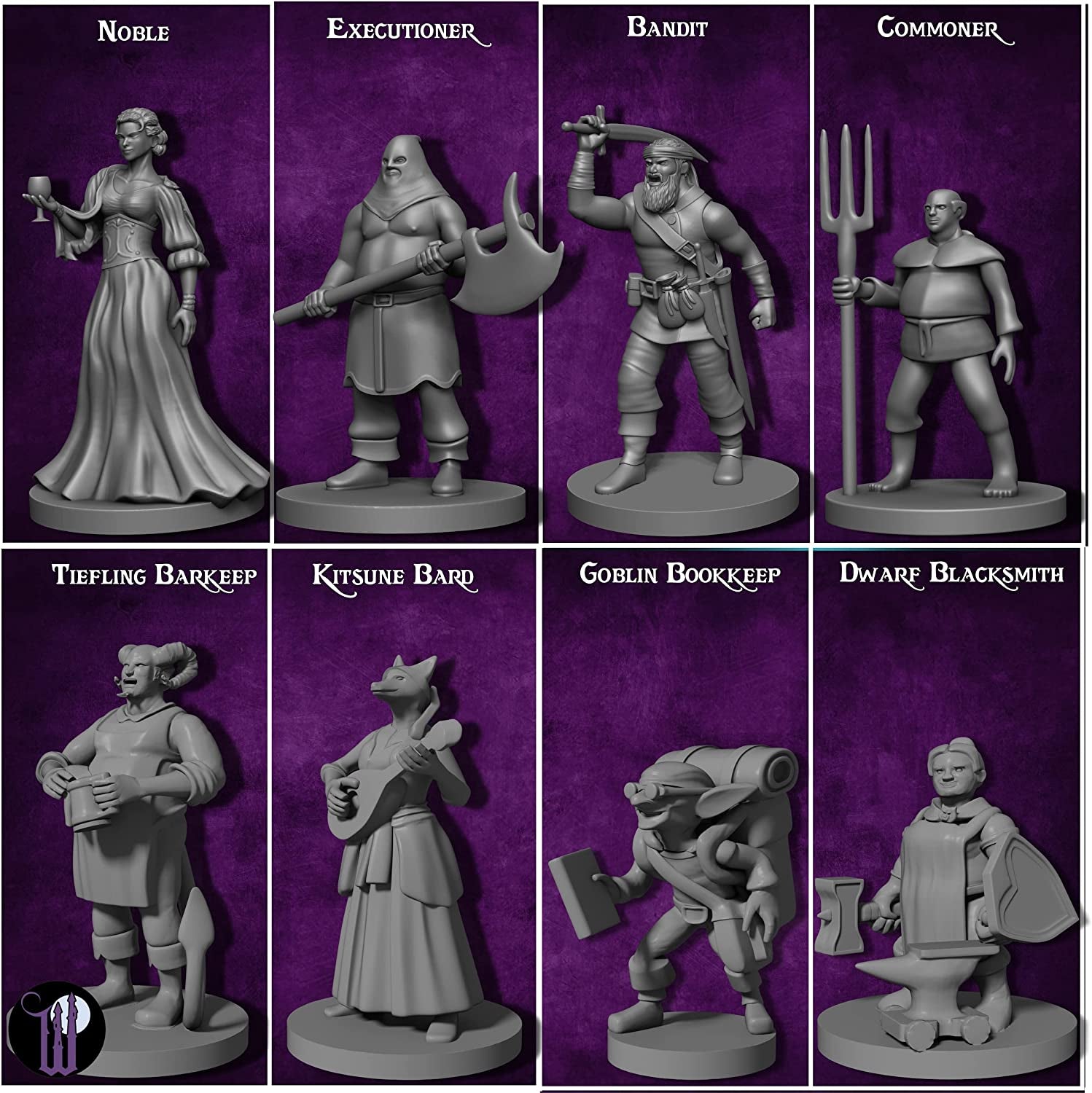 Wildspire 29 Whimsical Townsfolk Fantasy Set for DND Miniatures Dungeons and Dragons Starter Set D&D Minis Tabletop Unpainted NPC Bulk Set of Paintable Figures for D D Accessories and Pathfinder