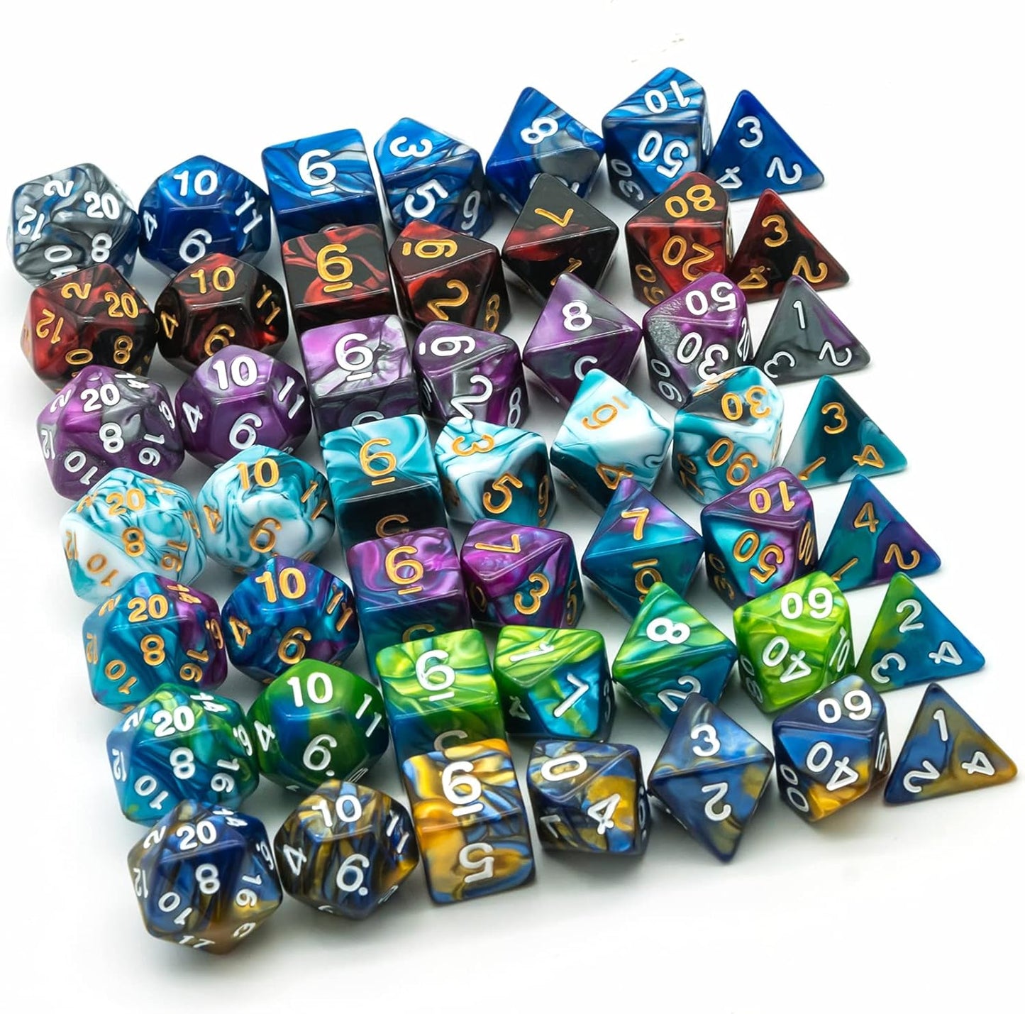 7 Sets DND Dice Polyhedral Dice Set (49Pcs) with 1 Large Leather Bag, D&D Die Set for Dungeons and Dragons, RPG Table Games. (7Sets/49Pcs)