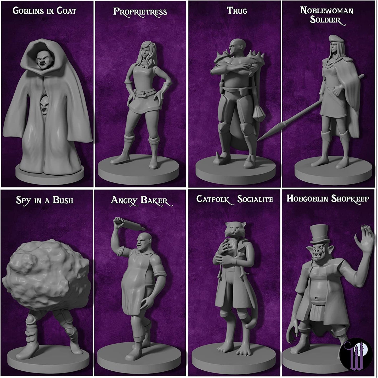 Wildspire 29 Whimsical Townsfolk Fantasy Set for DND Miniatures Dungeons and Dragons Starter Set D&D Minis Tabletop Unpainted NPC Bulk Set of Paintable Figures for D D Accessories and Pathfinder
