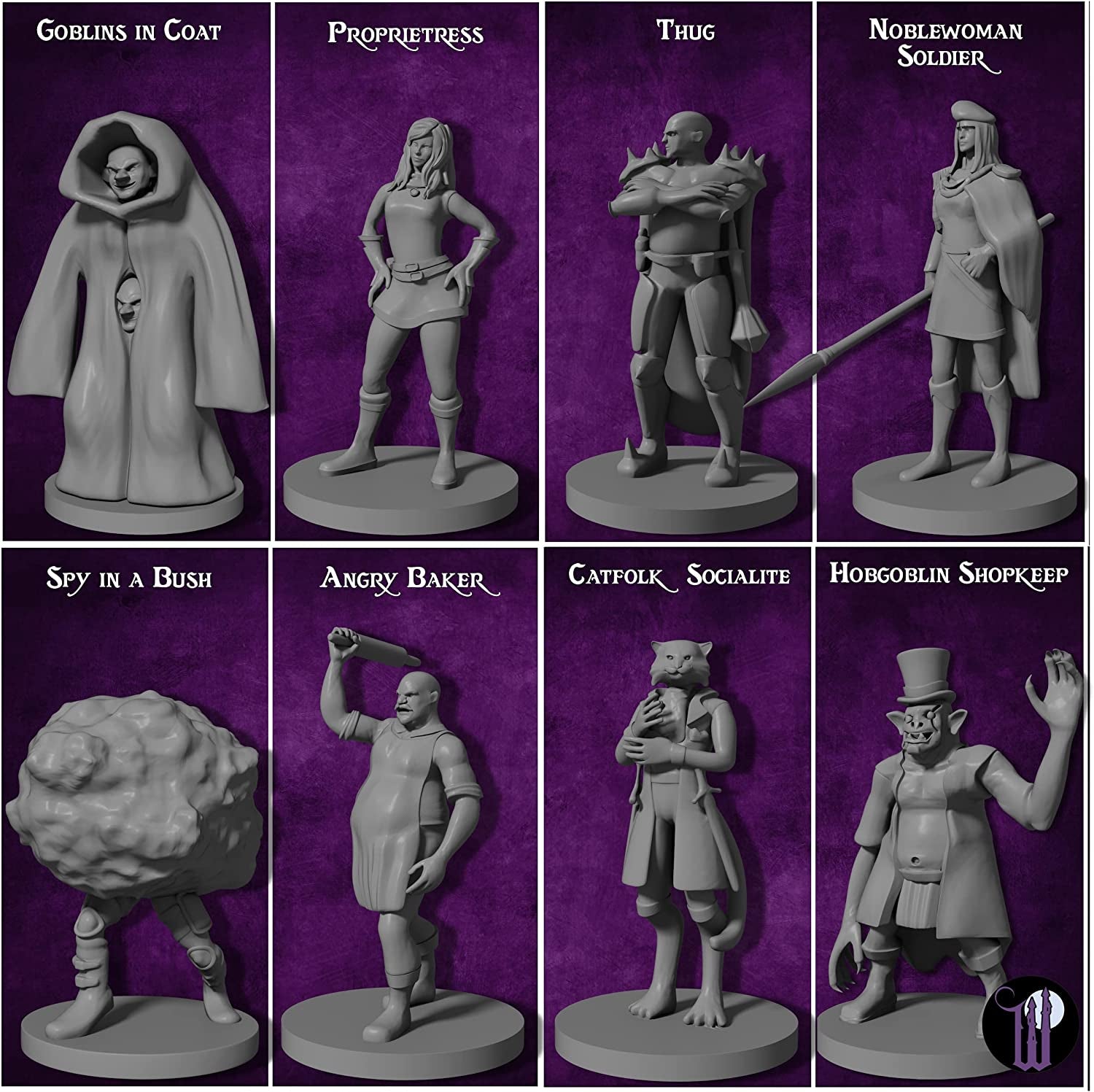 Wildspire 29 Whimsical Townsfolk Fantasy Set for DND Miniatures Dungeons and Dragons Starter Set D&D Minis Tabletop Unpainted NPC Bulk Set of Paintable Figures for D D Accessories and Pathfinder
