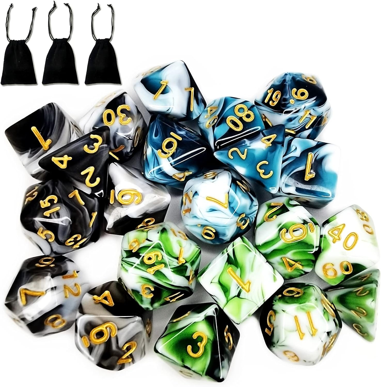 DND Dice Set 3 Sets Polyhedral Dice for Dungeons and Dragons DND Dice TRPG Table Board Roll Playing Games