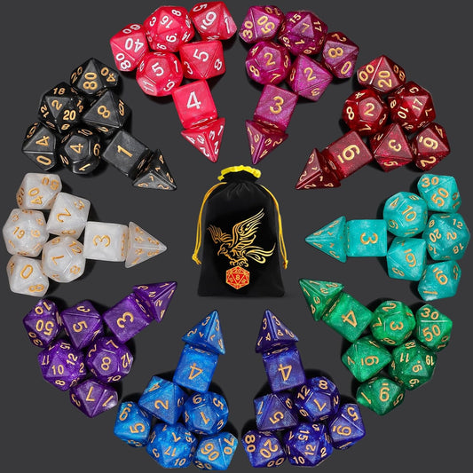 DND Dice Set 10X7 (70 Pieces) Polyhedral Dice for Dungeons and Dragons D&D RPG MTG Role Playing Games with 1 Drawstring Bag