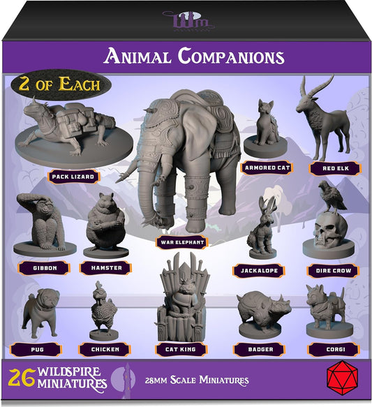 26 Animal Minis for DND Miniatures 28Mm Unpainted Dungeons and Dragons Miniatures I for D&D Miniatures & DND Minis Fantasy RPG | for DND Figures & Tabletop Miniatures | Campaign Setting