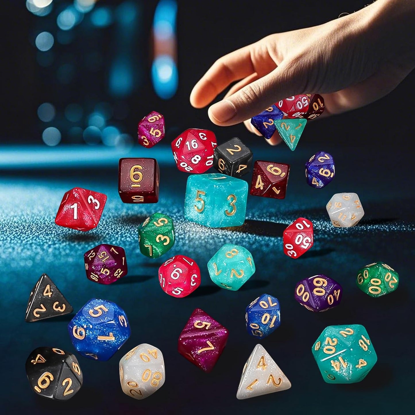 DND Dice Set 10X7 (70 Pieces) Polyhedral Dice for Dungeons and Dragons D&D RPG MTG Role Playing Games with 1 Drawstring Bag