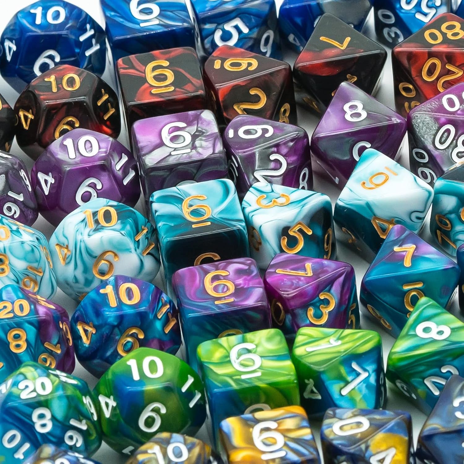 7 Sets DND Dice Polyhedral Dice Set (49Pcs) with 1 Large Leather Bag, D&D Die Set for Dungeons and Dragons, RPG Table Games. (7Sets/49Pcs)