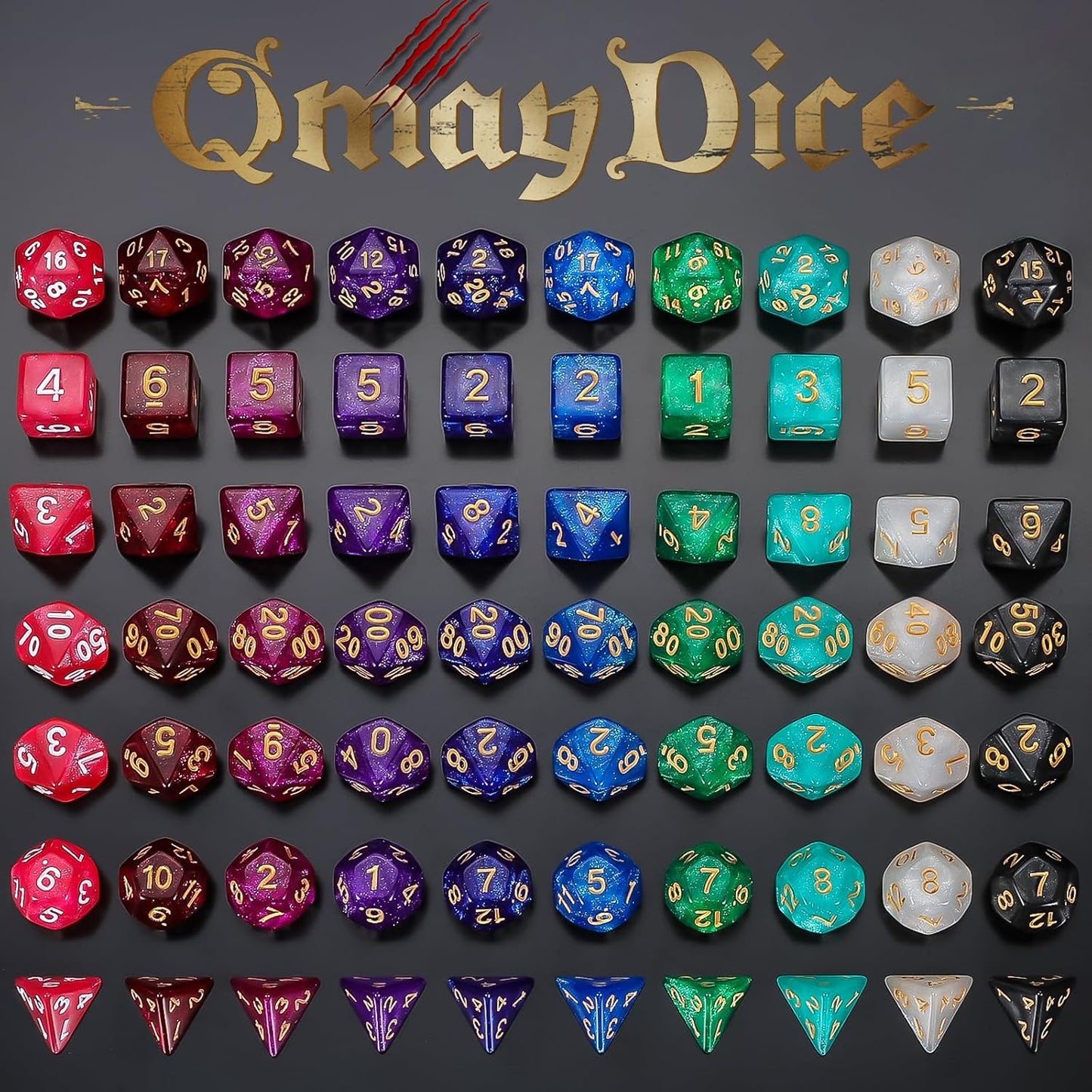 DND Dice Set 10X7 (70 Pieces) Polyhedral Dice for Dungeons and Dragons D&D RPG MTG Role Playing Games with 1 Drawstring Bag