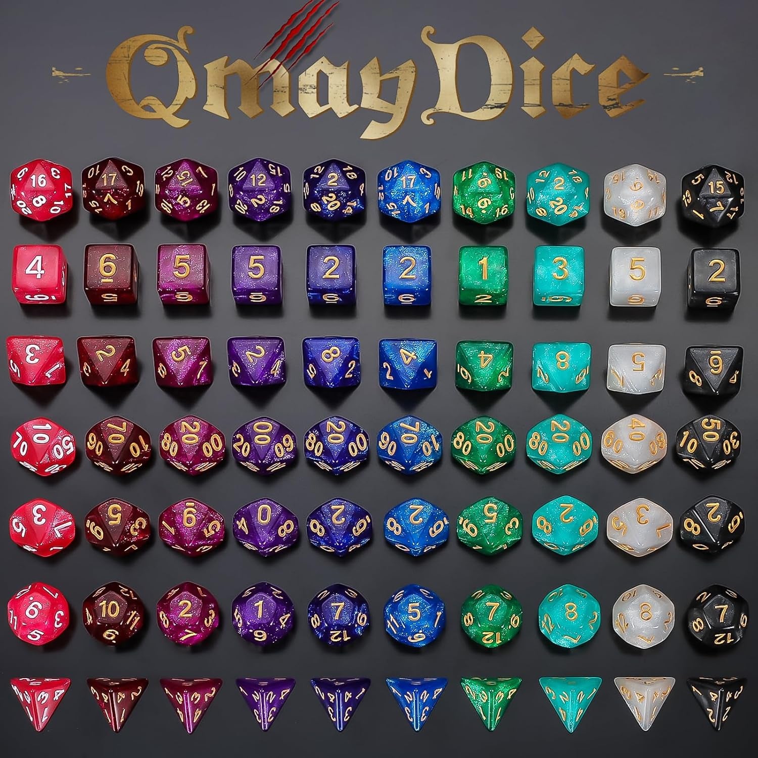 DND Dice Set 10X7 (70 Pieces) Polyhedral Dice for Dungeons and Dragons D&D RPG MTG Role Playing Games with 1 Drawstring Bag