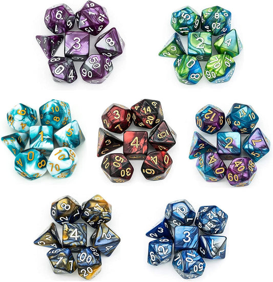 7 Sets DND Dice Polyhedral Dice Set (49Pcs) with 1 Large Leather Bag, D&D Die Set for Dungeons and Dragons, RPG Table Games. (7Sets/49Pcs)