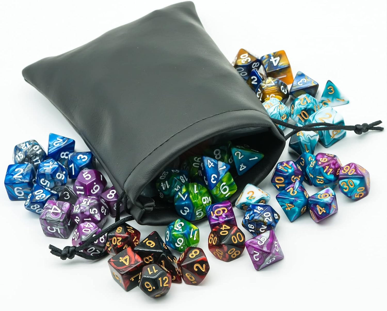 7 Sets DND Dice Polyhedral Dice Set (49Pcs) with 1 Large Leather Bag, D&D Die Set for Dungeons and Dragons, RPG Table Games. (7Sets/49Pcs)