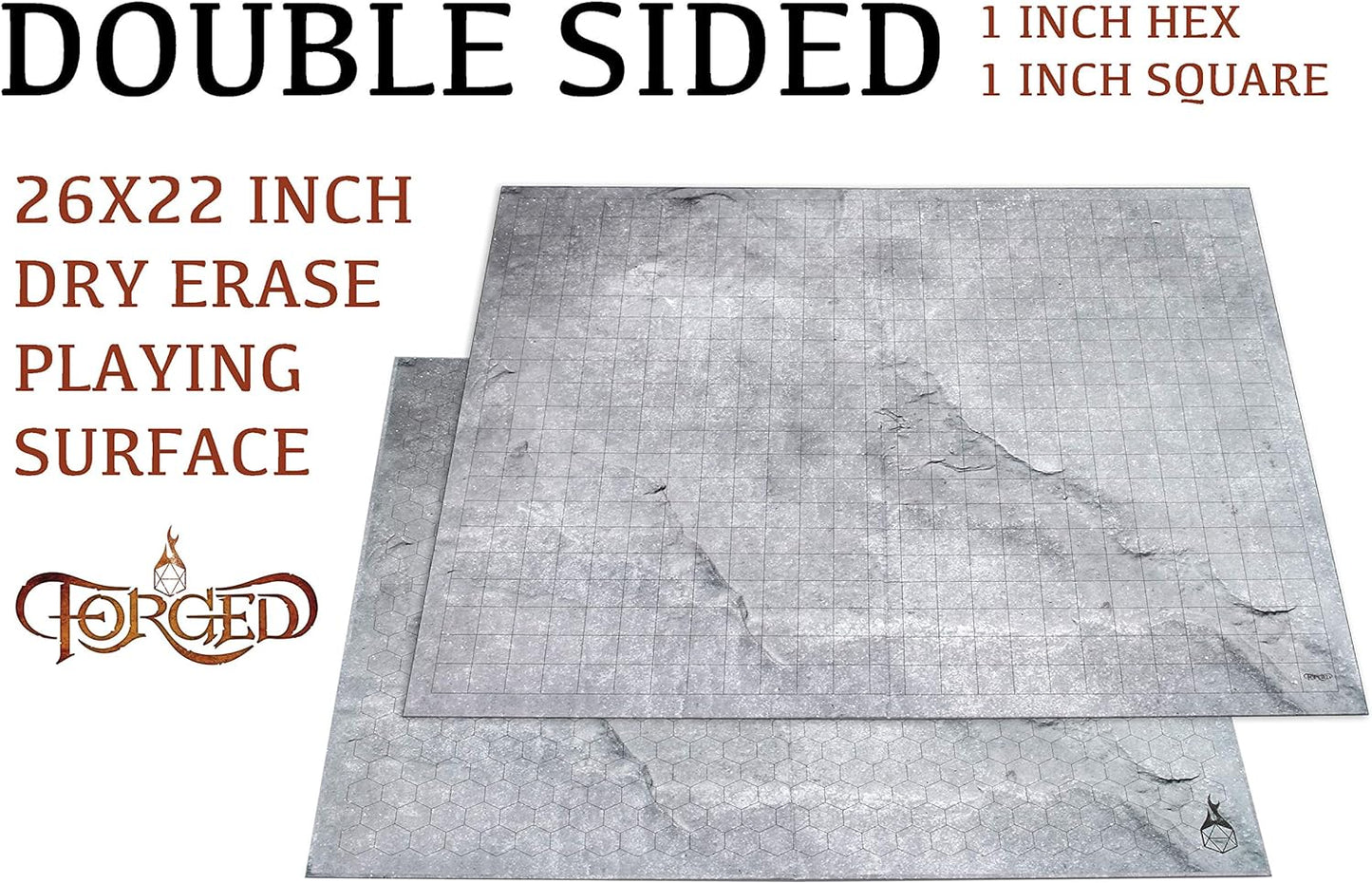 Dry Erase Battle Board with Grid and Hex Map Pattern - Gameboard Only Edition - Compatible with D&D RPG Games for Use as a Game Mat, DND Mat, Battle Mat, or Dungeons and Dragons Board