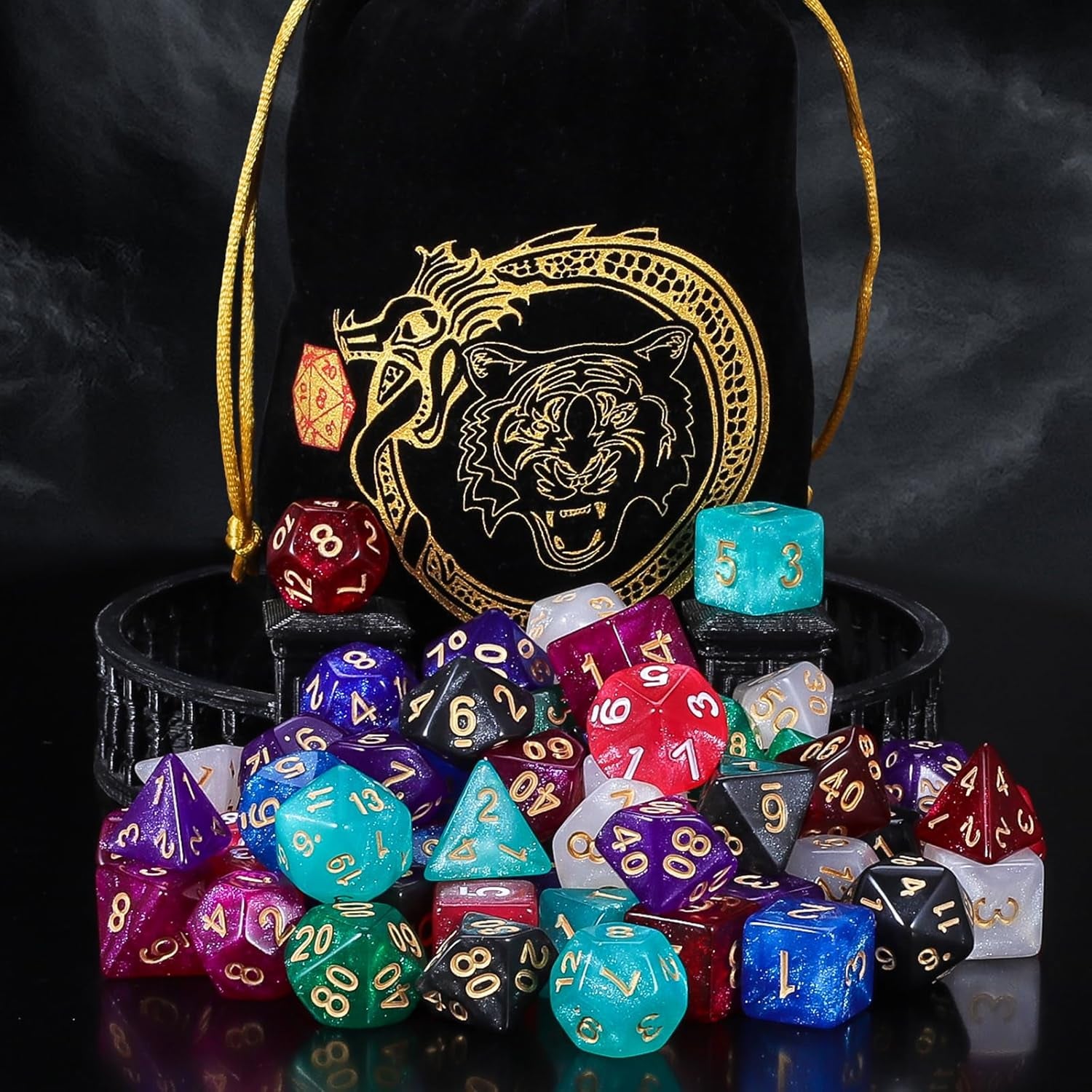 DND Dice Set 10X7 (70 Pieces) Polyhedral Dice for Dungeons and Dragons D&D RPG MTG Role Playing Games with 1 Drawstring Bag